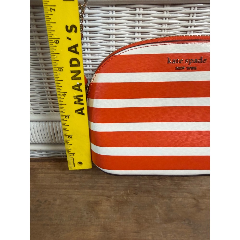 Kate Spade Orange White Striped Dome Crossbody Bag Gold Chain J183 - Picture 12 of 13